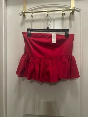 J. Crew Red Ruffled Mini Skirt